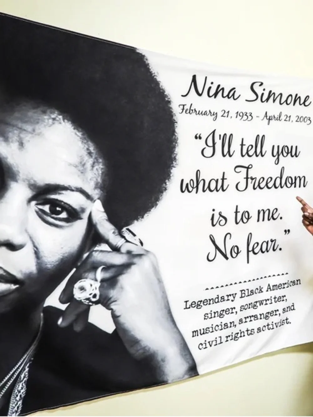 Nina Simone Quote Tapestry Wall Hanging - Black & White